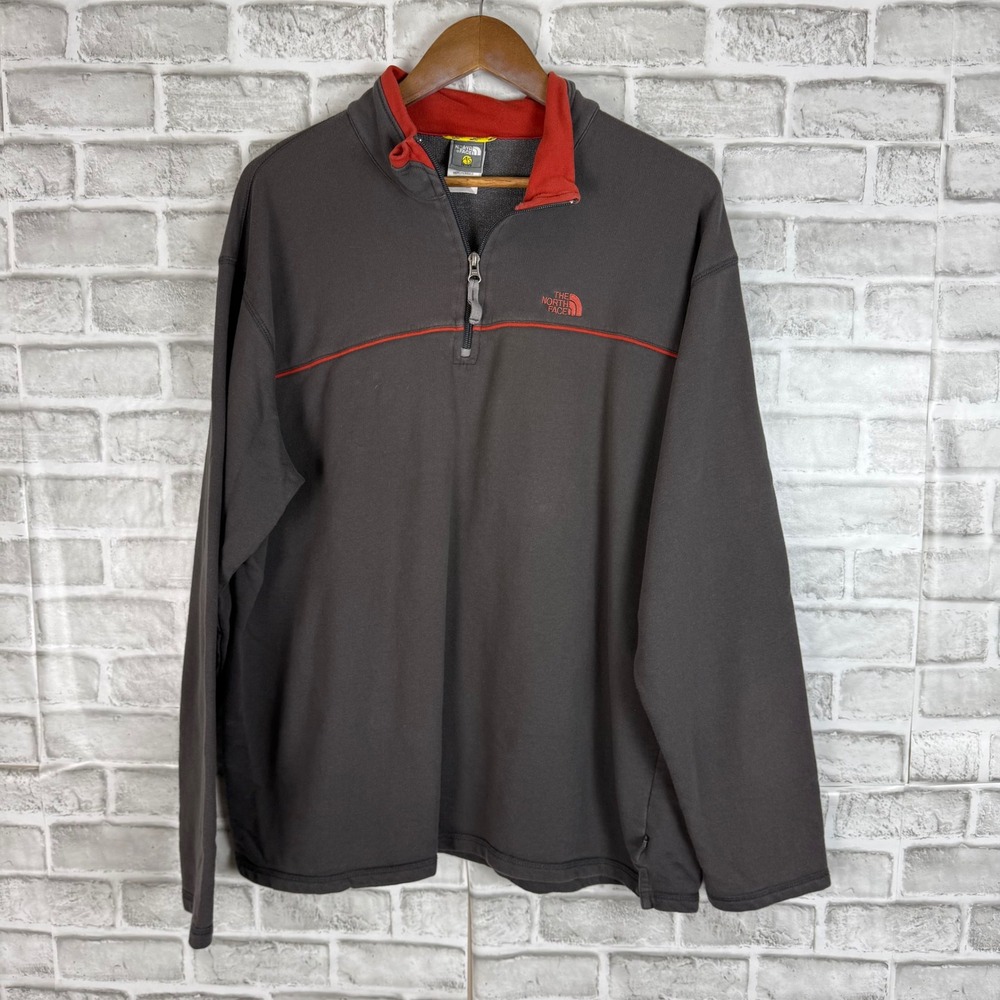 The North Face A5 Series Men XL Quarter Zip Pullover Gray Red French Terry Sweat